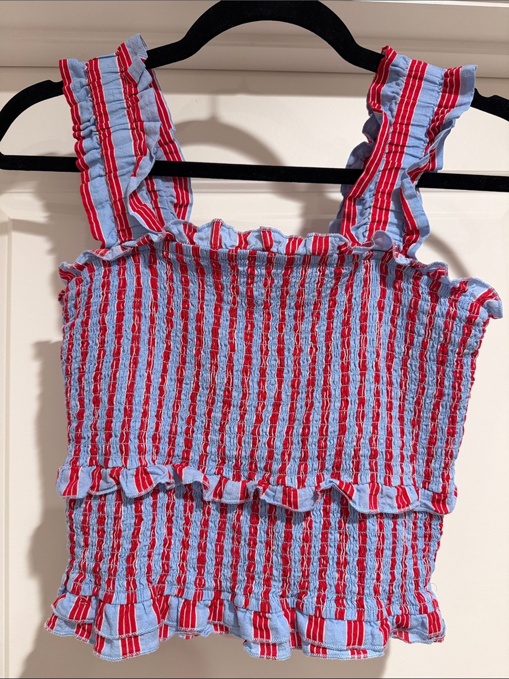 THML Red and Blue Stripe Smocked Shirt